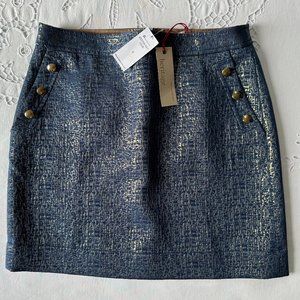NWT Banana Republic Heritage Mini Skirt Metallic Gold Blue Size 6 Lined Pockets